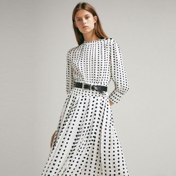 

casual dresses orinery 2021 spring three quarter summer dress dot printed vestidos fashion o-neck party women, Black;gray