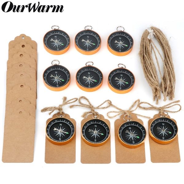 

ourwarm 50pcs travel themed party favors for wedding souvenirs gold compass with tags labels birthday wedding gifts for guests 1027