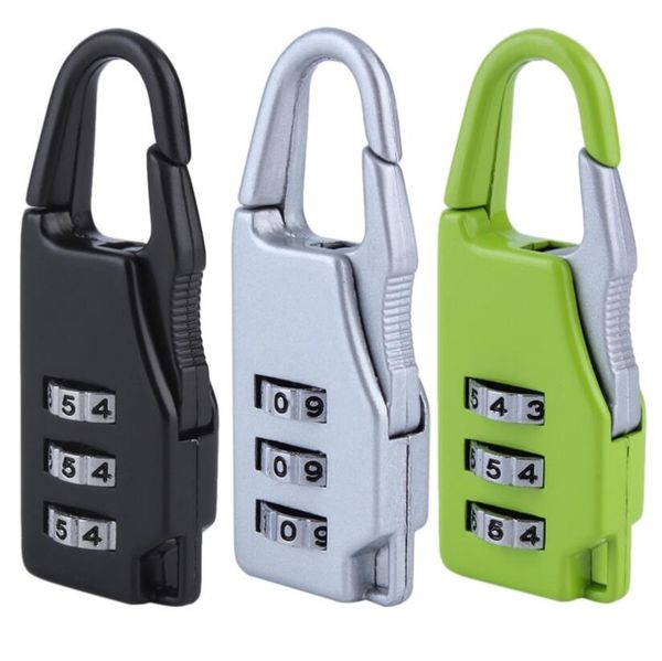 

security 3 combination travel suitcase luggage bag code lock zipper padlock jewelry boxes tool chests zinc alloy new