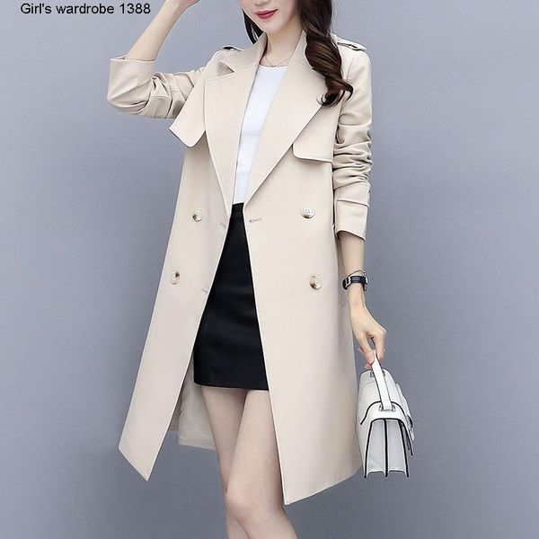 

windbreaker women's middle and long autumn 2020 new korean style loose and slim casual british coat, Black;brown