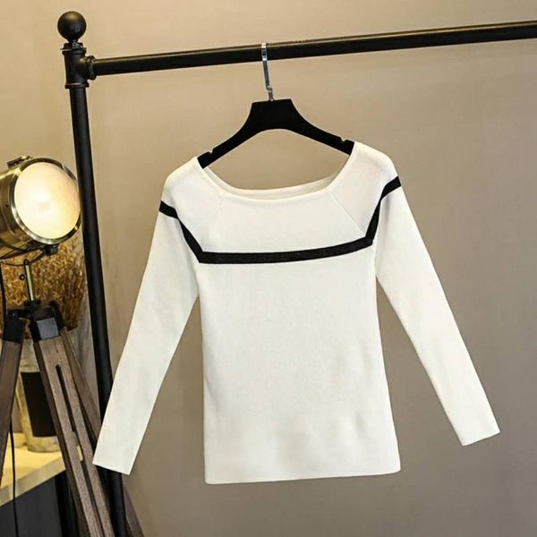 

повседневный рукава трикотажные свитера женщин перемычка slash шеи вязание основные пуловер 2018 осень зима свитер пуловер bbybqy lg2010, White;black