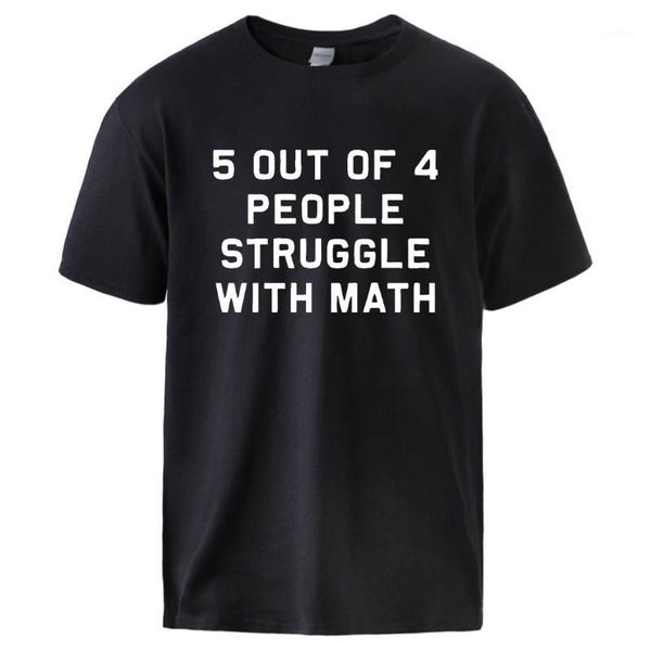 

mens summer 100% cotton tshirts simple print 5 of 4 people struggle with math short sleeve sportswear tee male casual black1, White;black