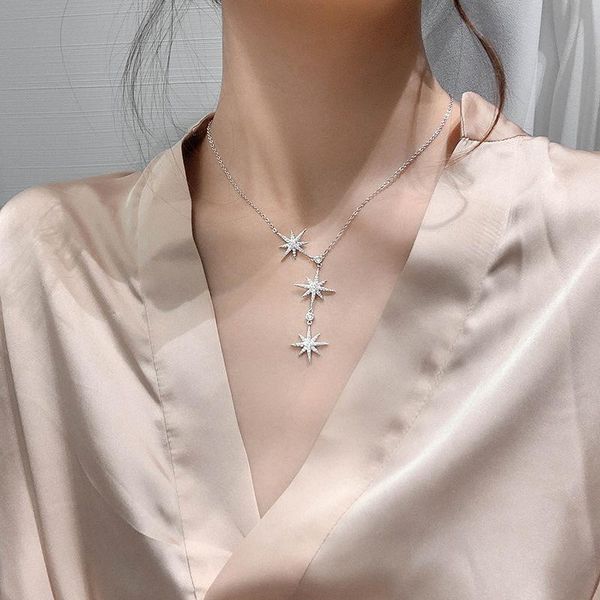 

new star design choker necklace/bracelet white gold color cubic zirconia crystal adjustable necklaces pendants for women jewelry, Golden;silver