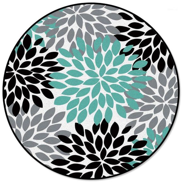 

round carpet dahlia gray green black flower super softest area rugs door mat wedding banquet indoor teens women cafe home girl1