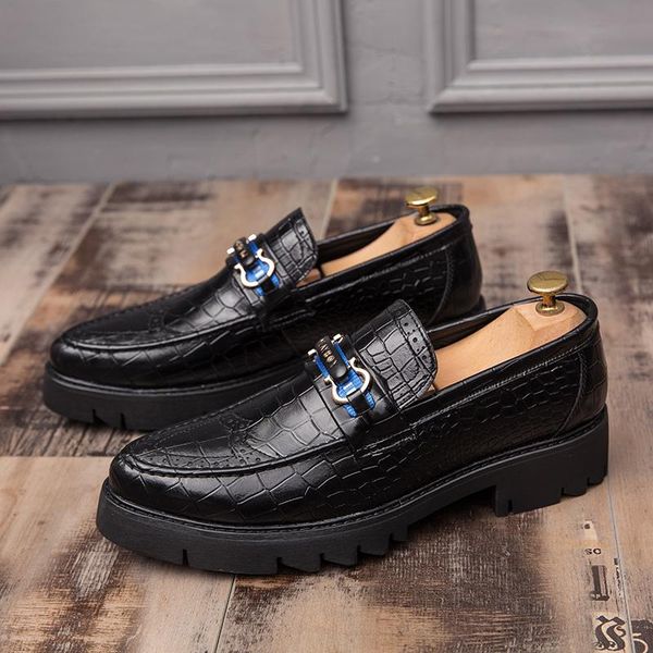 

men's dress shoes pu leather autumn men's thick bottom increased casual shoes men 2020 fashion outdoor sports, Black