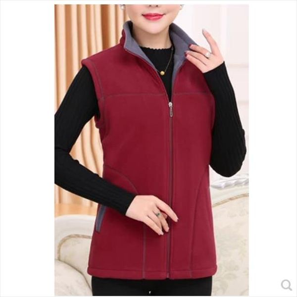 

2020 autumn winter vest middle aged women plus size warm fleece vest womens standing collar vintage vintage coat female 5xl lm89, Black;white