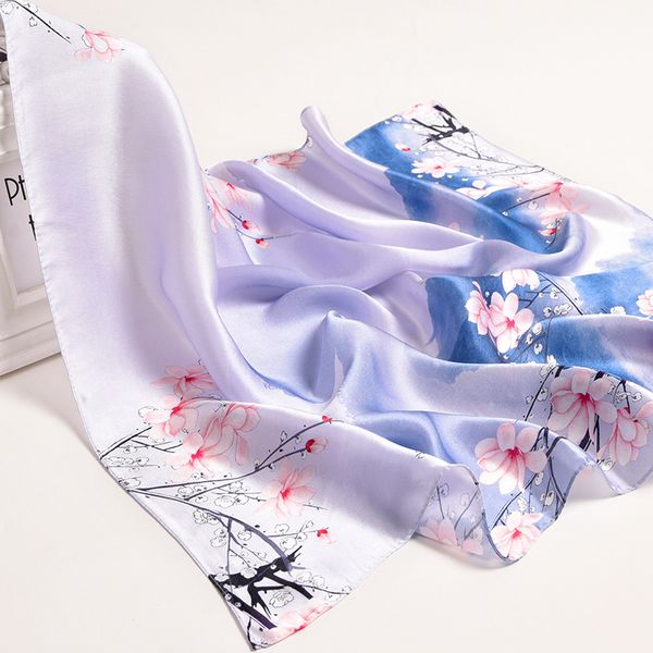 

hangzhou silk square scarf bag bandana 65*65cm 100% real silk neckerchief wraps for ladies printed silk neck scarf kerchief 201026, Blue;gray