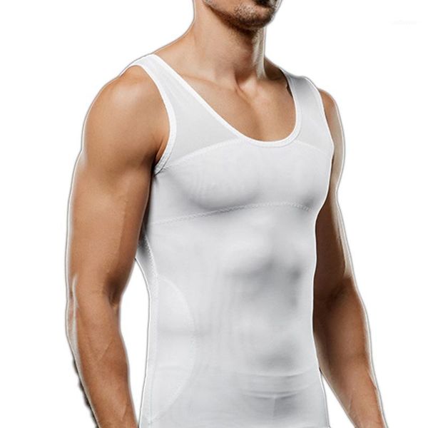 

mens slimming body shaper vest chest compression shirt abs abdomen slim tank undershirt smooth vest tummy shapewear corset1, Black;brown