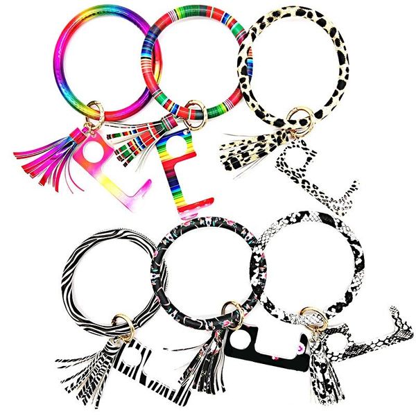 

elevator anti-lost integrated pu bracelet tassel designer +edc door opener portable anti-contact keychain dhc2294