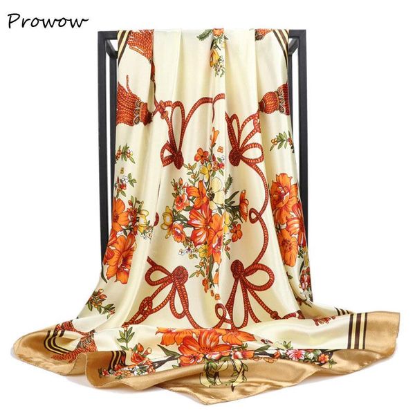 

scarves fashion floral print hijab scarf for women square shawls silk satin hair scarfs female headband neck ladies fj243, Blue;gray