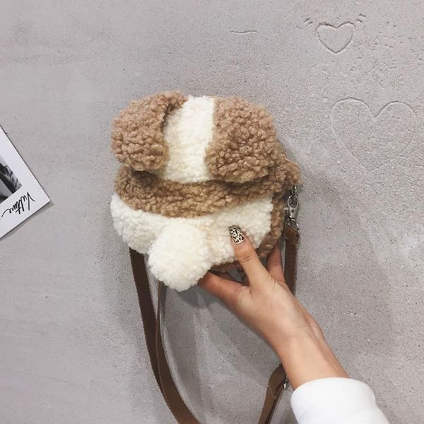 

cross body faxu fur women's shoulder bag cute animal crossbody bags for women 2021 designed winter warm female handbags travel
