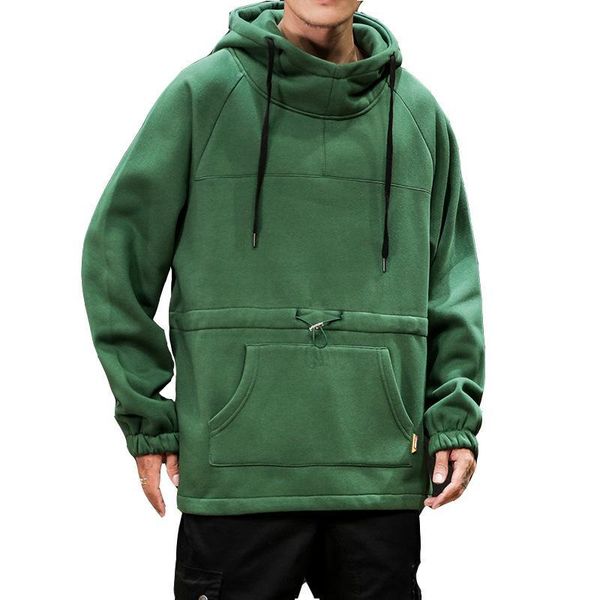 

mens hoodie korean blouse spring and autumn new tassel style ins loose hooded pullover tooling jacket, Black