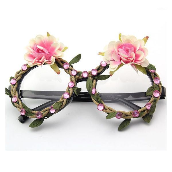 

sunglasses round vintage women fashion design sun glasses colorful flower outdoor prom party eyeglasses lentes de sol mujer1, White;black
