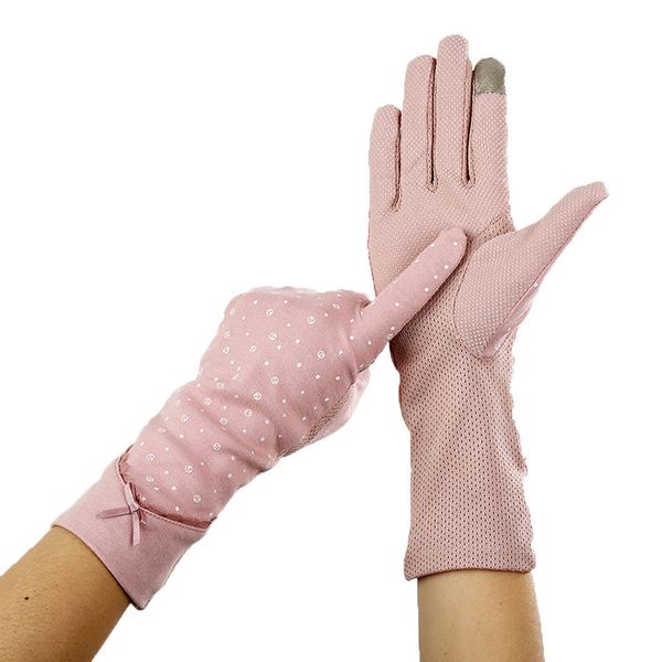 

new women mid-long style driving summer sunscreen slip-proof touch screen glove breathable cotton gloves long 28cm, Blue;gray