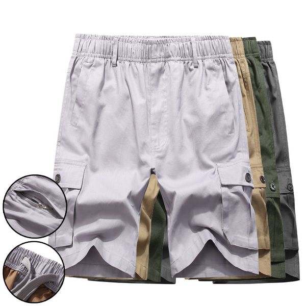 

2020 at knee height men's casual trunks elastic waistline male cotton cargo size m-4xl, 5xl, 6xl, 7xl, 8xl sc84, White;black