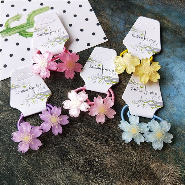 

2pcs new cute little flowers princess headwear kids elastic hair bands children ropes girls accessories baby headdress