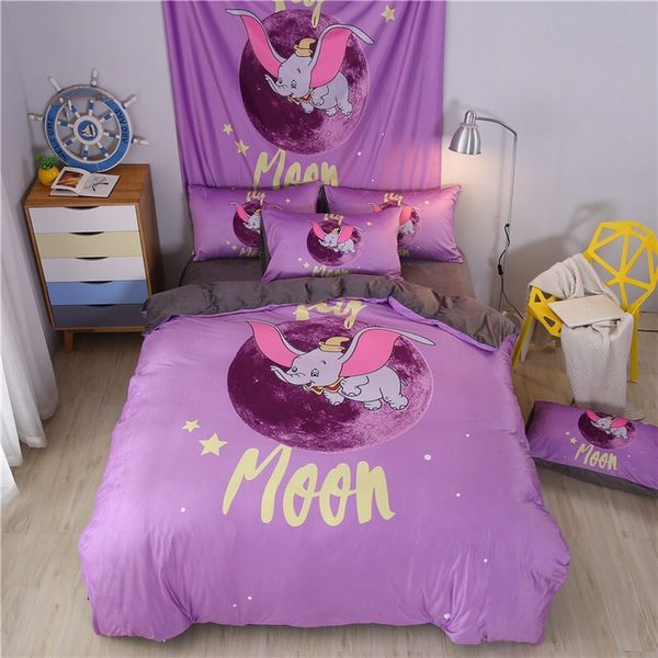 

light purple cartoon designer bedding sets cover girl velvet  bed comforters sets chic bedding set duvet cover