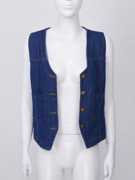 

women girls denim waistcoat vest tank coats spring autumn fashion casual loose v neck sleeveless jean jacket with pocket s-xxl1, Black;white