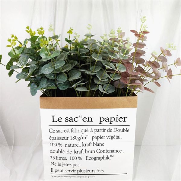 

artificial leaves flower branch retro green silk eucalyptus leaf for home wedding plants faux fabric foliage room decoration