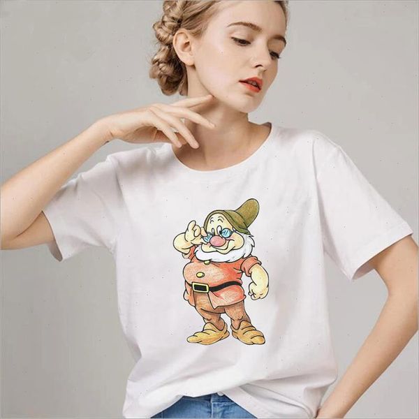 

2021 fashion women clothing cute loose tshirt cartoon 3d print tshirt summer short sleeve tee shirt femme clothing, White