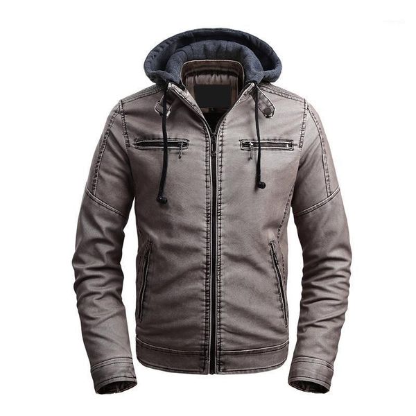 

mens leather jackets men's fashion winter hooded leather jacket coat men casual retro washed pu motorcycle jacket male1, Black