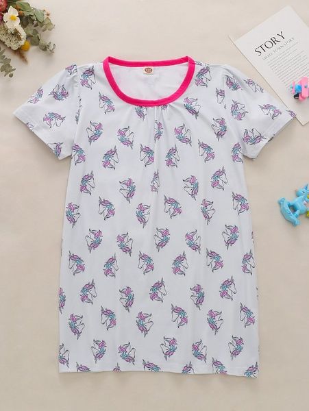 

toddler girls allover unicorn tee dress she, Red;yellow