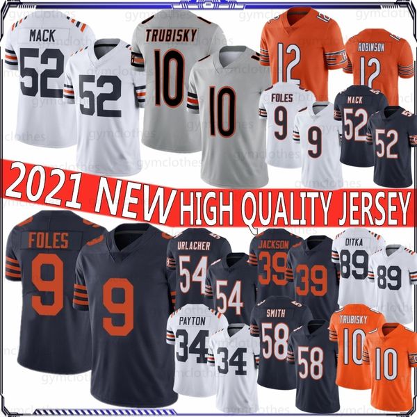 

justin fields 52 khalil mack 85 cole kmet 9 nick foles football jerseys 34 walter payton 12 robinson ii 10 trubisky 89 smith chicagobearsurl, Black;red