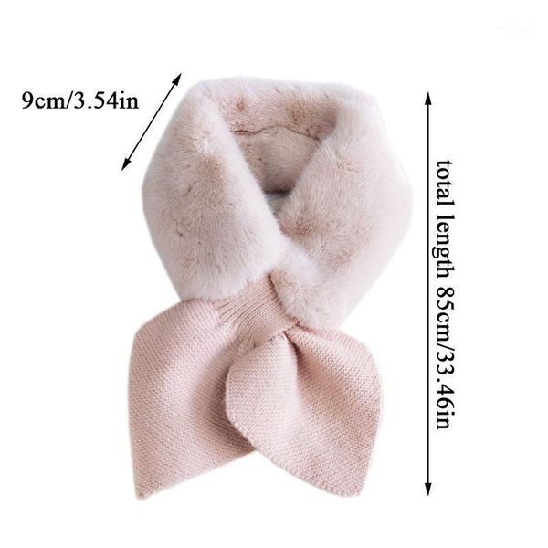 

scarves warmer plush scarf solid color winter warm peach heart cross long skinny knitting wool faux fur collar neck1, Blue;gray