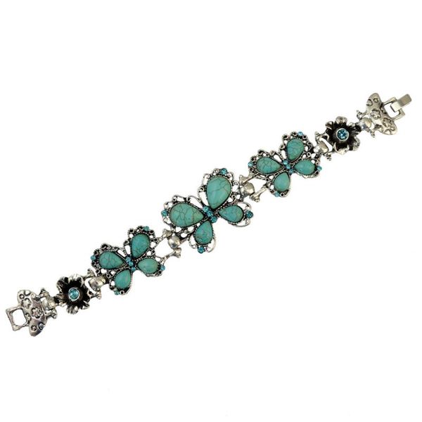 

boho retro fashion bracelet natural stone butterfly blue rhinestone bracelets & bangles women jewelry fashion, Black