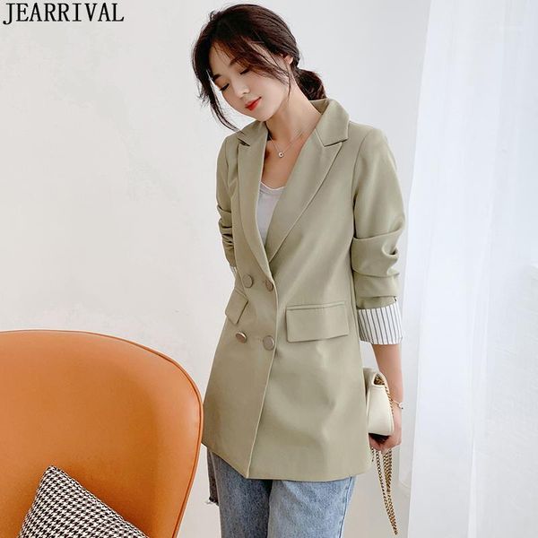 

women's suits & blazers 2021 spring double breasted women blazer jacket elegant notched collar work office coat korean style ladies cas, White;black