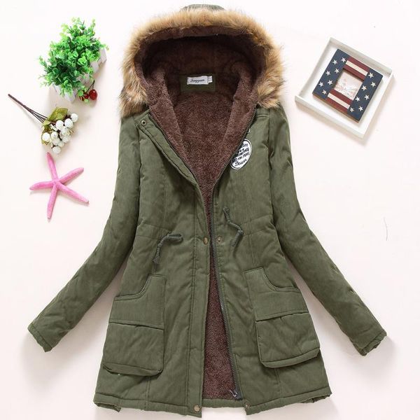 

ailegogo women winter coats cotton wadded hooded jacket casual parka thickness warm plus size xxxl quilt snow outwear, Black