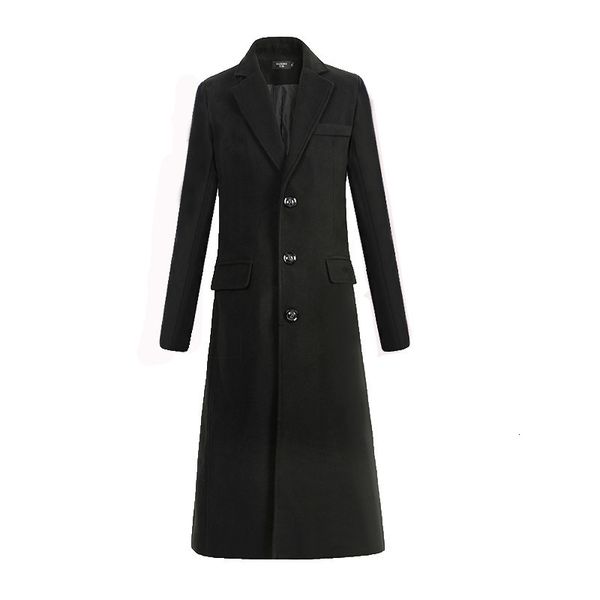 

2021 new autumn and winter wool finer's wool's lazer's pane of men's manners long black casual coats male trench-coats w