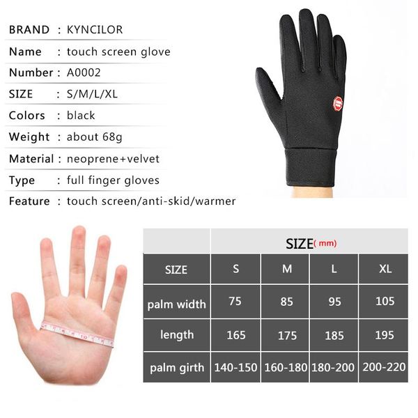

перчатки kyncilor велоспорт велосипед мужчины ветрозащитный экран касания mtb велосипед перчатки тепловое теплый мотоциклов зима осень велос, Black