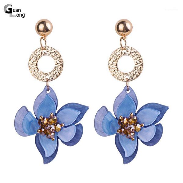 

guanlong trendy drop big acrylic earrings for women 2020 statement elegant resin earrings fashion jewelry dangle flowers brinco1, Silver