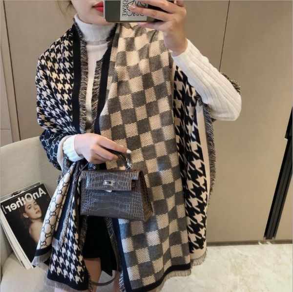 

new cashmere scarf for women's warm printing and versatile air conditioning shawl in autumn and winter 2020, Golden;silver