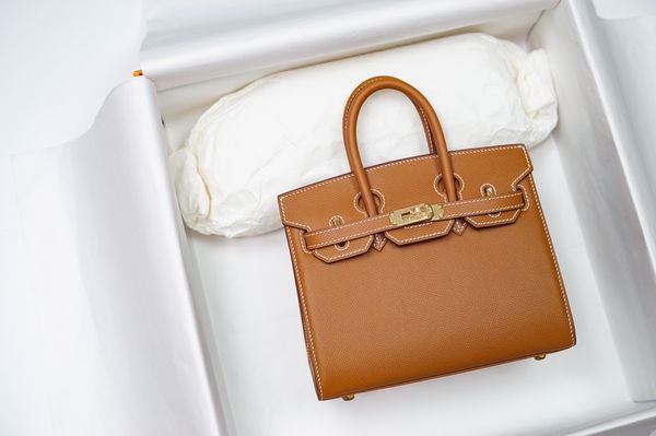 

wholesale fully handmade 25cmdesigners bag epsom leather brown color brand handbag outside stitching contact me for more details
