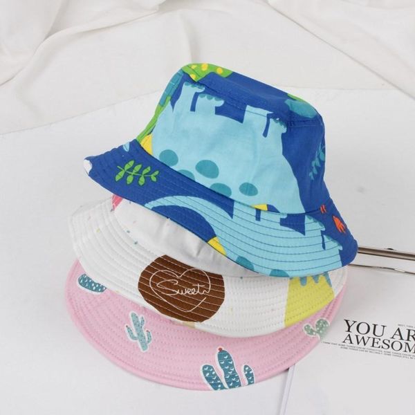

baby summer accessories sweet girls kids hat beach sun protect caps print bucket hats toddler pgraphy props 3-6t1, Yellow