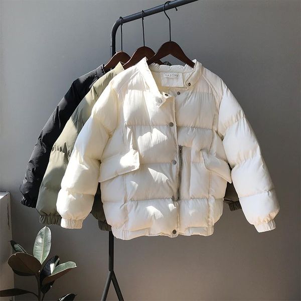 

winter coat women casual korean style winter white padded puffer jacket femme parkas black autumn ropa mujer invierno 2021