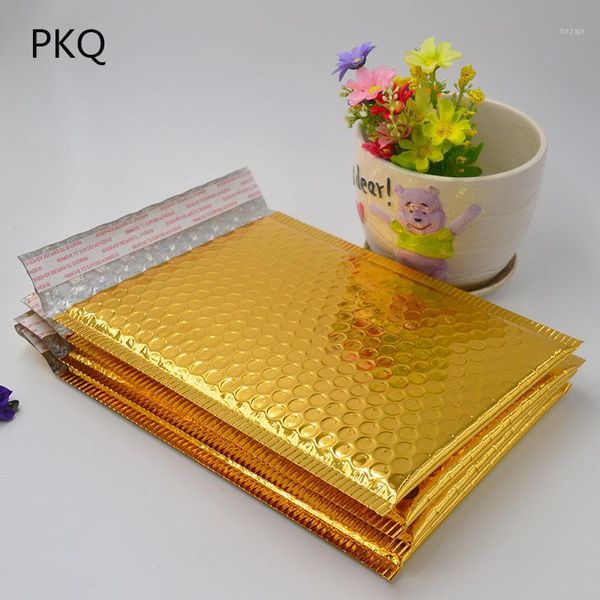 

gift wrap 50pc 3size 15*13cm/18*23cm/20*25cm gold padded envelope metallic bubble mailer aluminum foil bag packing wrap1