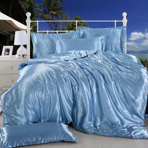 

bedding sets 100% pure satin silk set home textile king size bed clothes duvet cover flat sheet pillowcases
