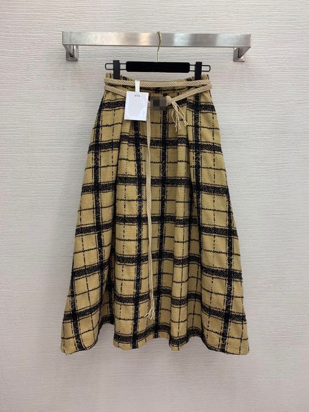 

high end european bright silk plaid skirt in autumn and winter 2020, Black;gray