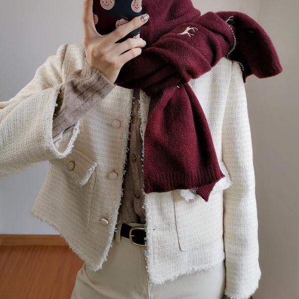 

new cashmere scarf warm winter deer design foulard shawls wraps for x'mas bandana scarves woman's scarf, Blue;gray