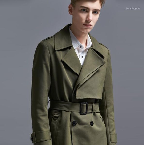 

2019 autumn winter trench coat men overcoat long sleeve mens loose clothing england outerwear plus size s - 6xl1, Tan;black