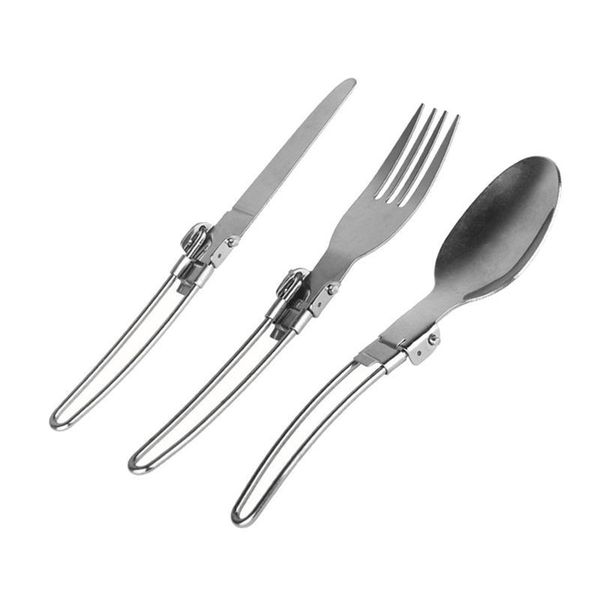 

3 путешествия и кемпинг набор ложка pieces портативный flatware посуда вилка посуда из нержавеющей складной столовые приборы нож для пикника