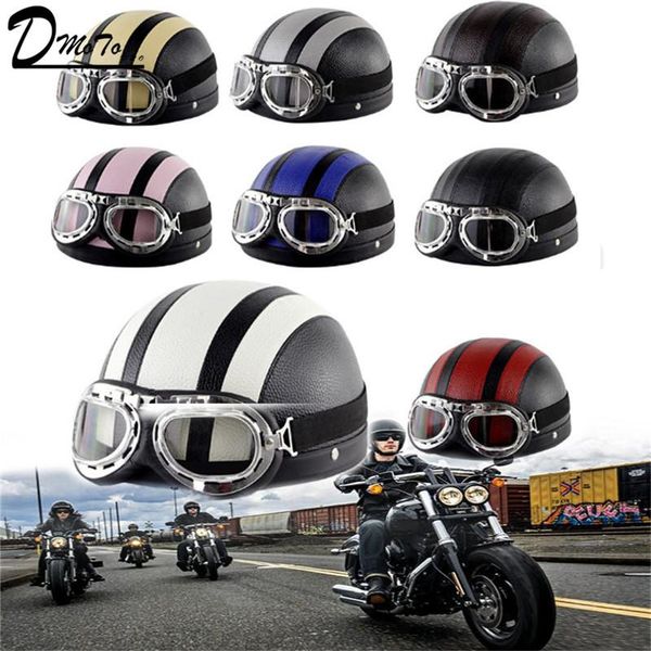 

summer halle motorcycle helmet scooter open face helmet with visor uv goggles retro vintage style motocross