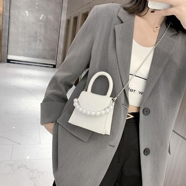 

oeak pearl handle super mini design pu leather shoulder bags for women 2020 stone pattern crossbody bag female travel handbags