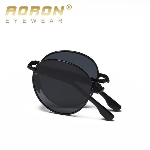 

sunglasses aoron folding classic round eyewear men / women polarized sun glasses metal frame uv400, White;black
