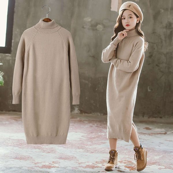 

new wear 2020 korean autumn winter women's middle big children's high neck sweater medium length pants spring and, Blue