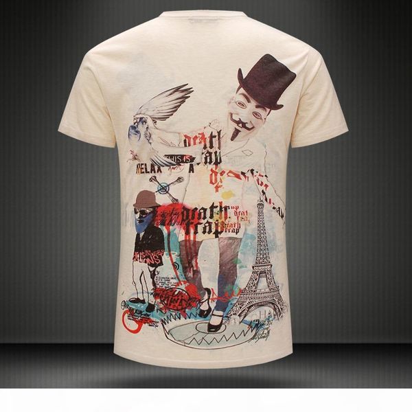 

w1209 m - 3xl rock doll 2015 summer vintage short sleeve v neck 3d print t shirt men brand cotton mens t shirts camisetas, White;black