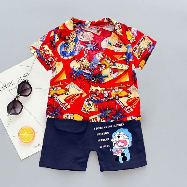 

thin wear pajamas short sve boys and girls children's cartoon home cloth two piece set, Blue;red
